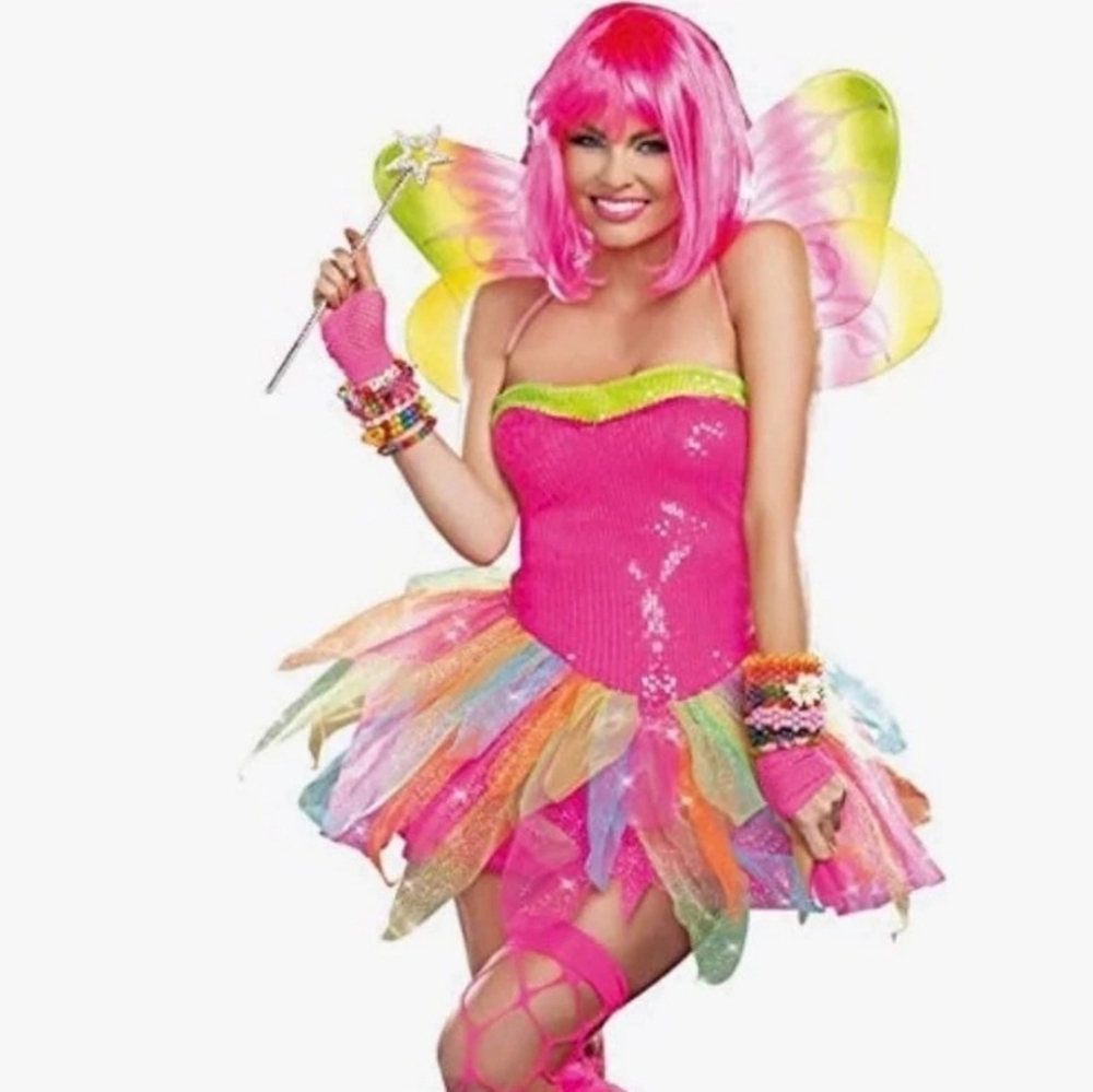 NWT Candy Rainbow Fairy Women’s Halloween Costume M Medium Cosplay